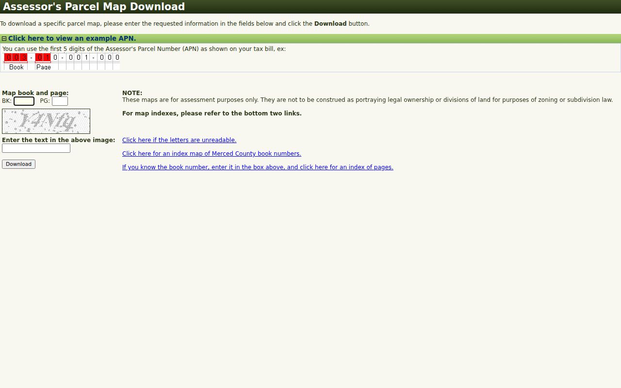 Los Banos public records parcel map download form