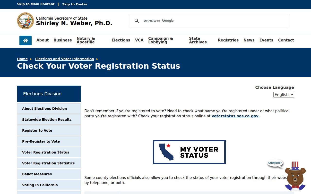 Los Banos voter registration records entry page and Merced County contact