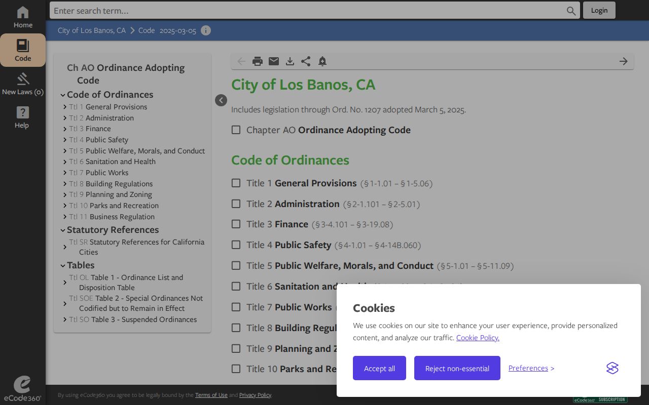 Los Banos municipal code election context beside voter registration records
